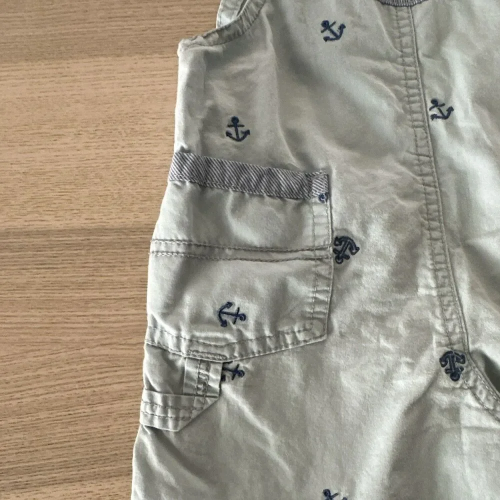 OshKosh B'gosh 24M Light Blue Nautical Anchor Overall One-Piece Adjustable